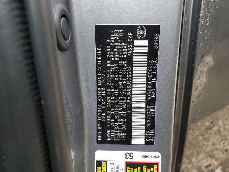 79600195 :رقم المزاد ، 4T1DBADK8SU525683 vin ، 2025 Toyota Camry مزاد بيع