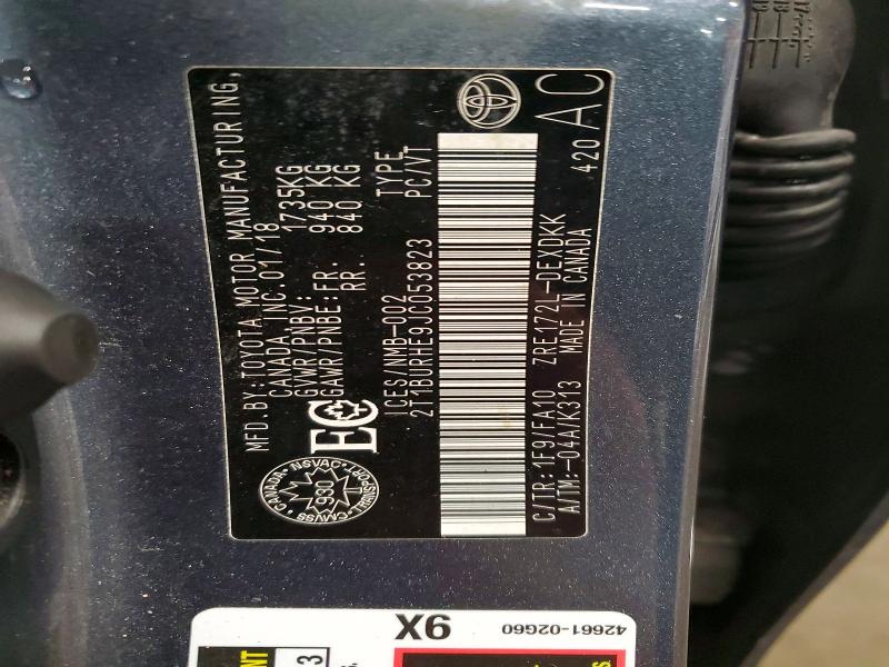 45719246 :رقم المزاد ، 2T1BURHE9JC053823 vin ، 2018 Toyota Corolla مزاد بيع