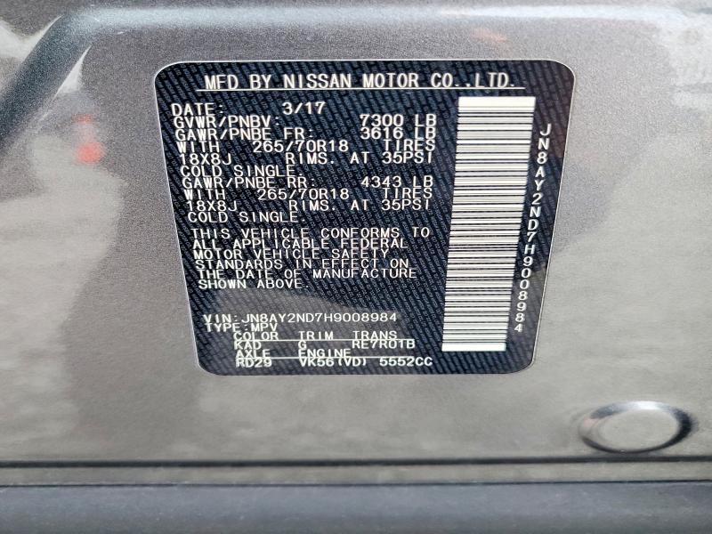 Продаж на аукціоні авто 2017 Nissan Armada, vin: JN8AY2ND7H9008984, номер лоту: 41971286