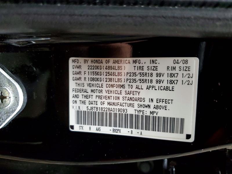 Aukcja sprzedaży 2008 Acura Rdx, vin: 5J8TB18228A019093, numer aukcji: 48393026