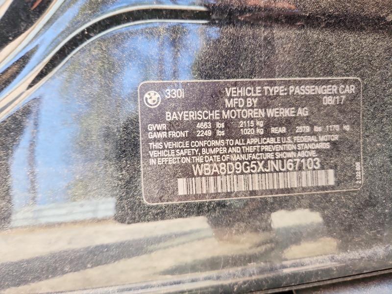 2018 Bmw 330 მანქანა იყიდება აუქციონზე, vin: WBA8D9G5XJNU67103, აუქციონის ნომერი: 47441546