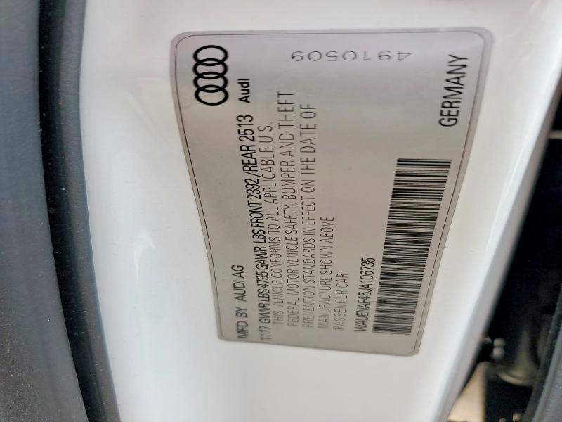 47955746 :رقم المزاد ، WAUENAF45JA106735 vin ، 2018 Audi A4 مزاد بيع