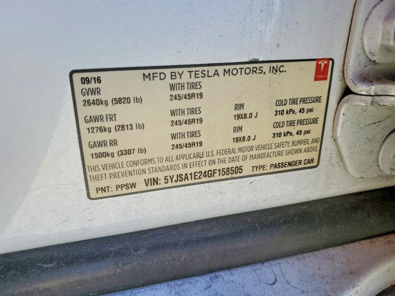 47264336 :رقم المزاد ، 5YJSA1E24GF158505 vin ، 2016 Tesla Model S مزاد بيع