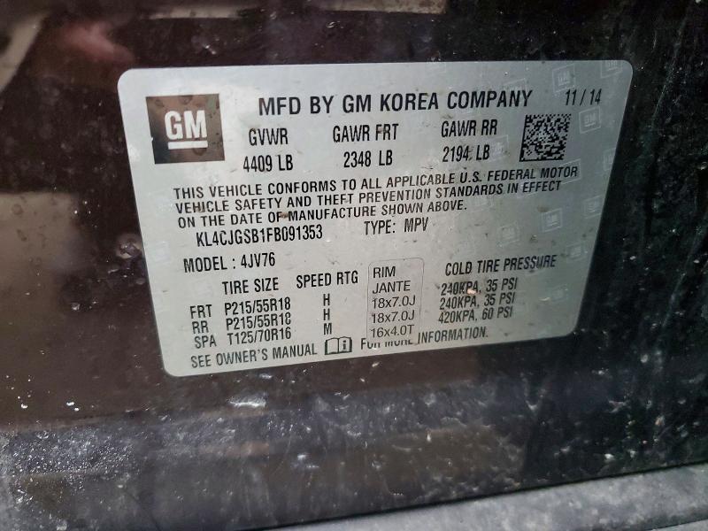 Продаж на аукціоні авто 2015 Buick Encore, vin: KL4CJGSB1FB091353, номер лоту: 79055045