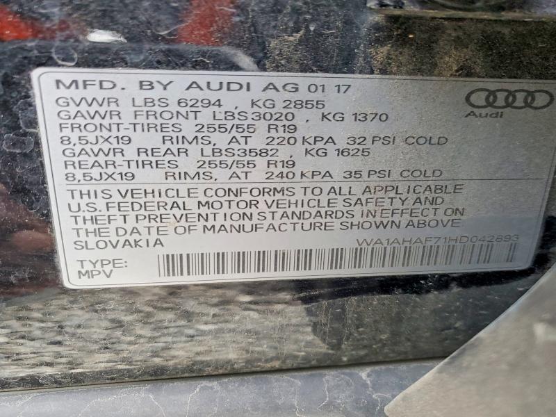 46681416 :رقم المزاد ، WA1AHAF71HD042893 vin ، 2017 Audi Q7 مزاد بيع