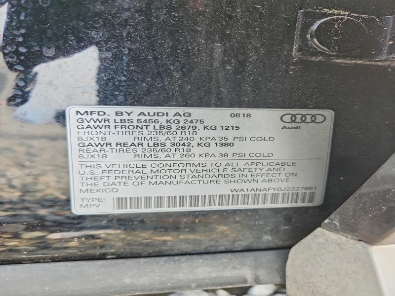 2018 Audi Q5 მანქანა იყიდება აუქციონზე, vin: WA1ANAFY0J2227861, აუქციონის ნომერი: 46442656