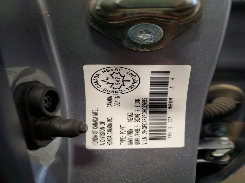 Продаж на аукціоні авто 2016 Honda Civic, vin: 2HGFC2F79GH032695, номер лоту: 41971556