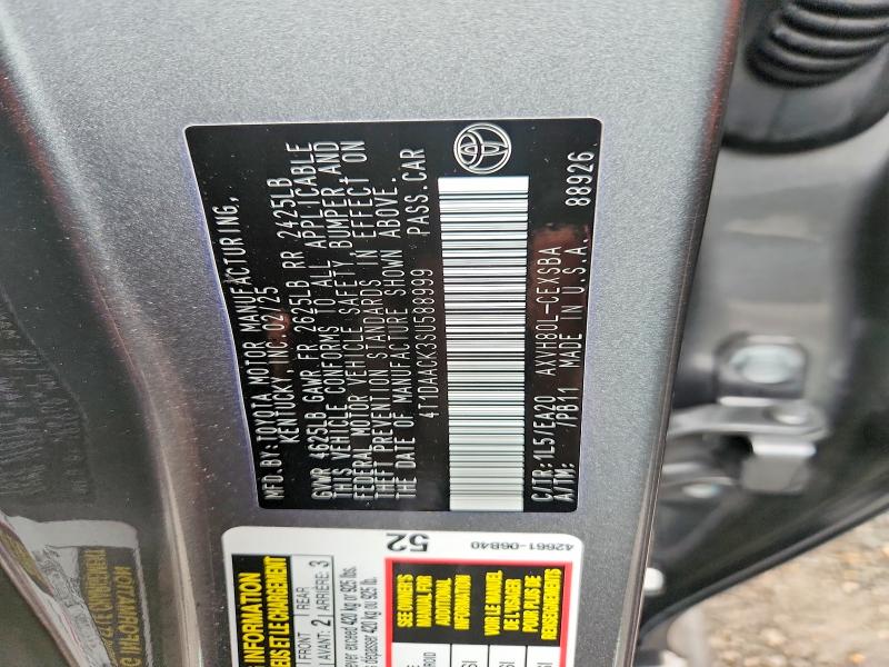 79465955 :رقم المزاد ، 4T1DAACK3SU588999 vin ، 2025 Toyota Camry مزاد بيع