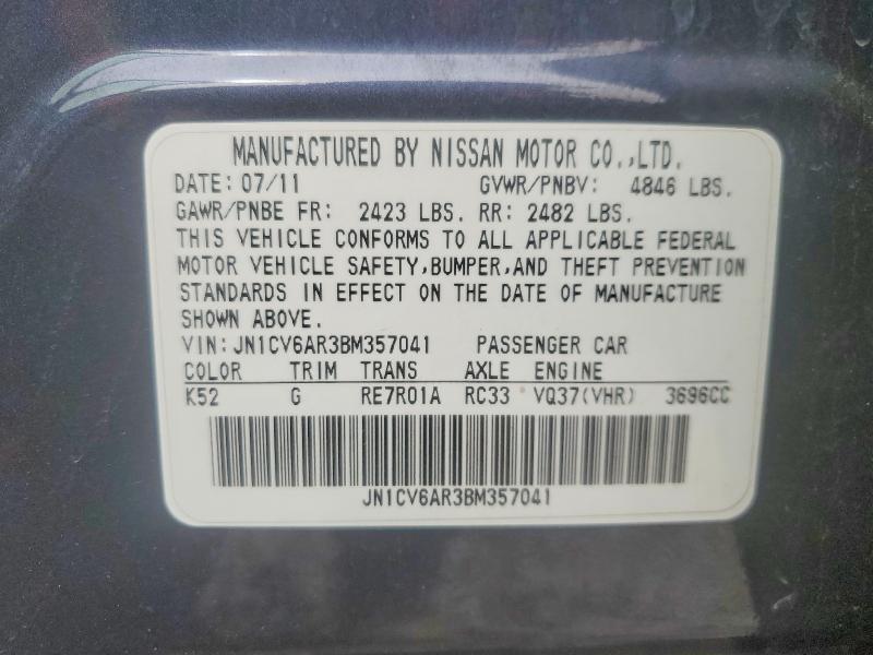 Aukcja sprzedaży 2011 Infiniti G37 Sedan, vin: JN1CV6AR3BM357041, numer aukcji: 45920816