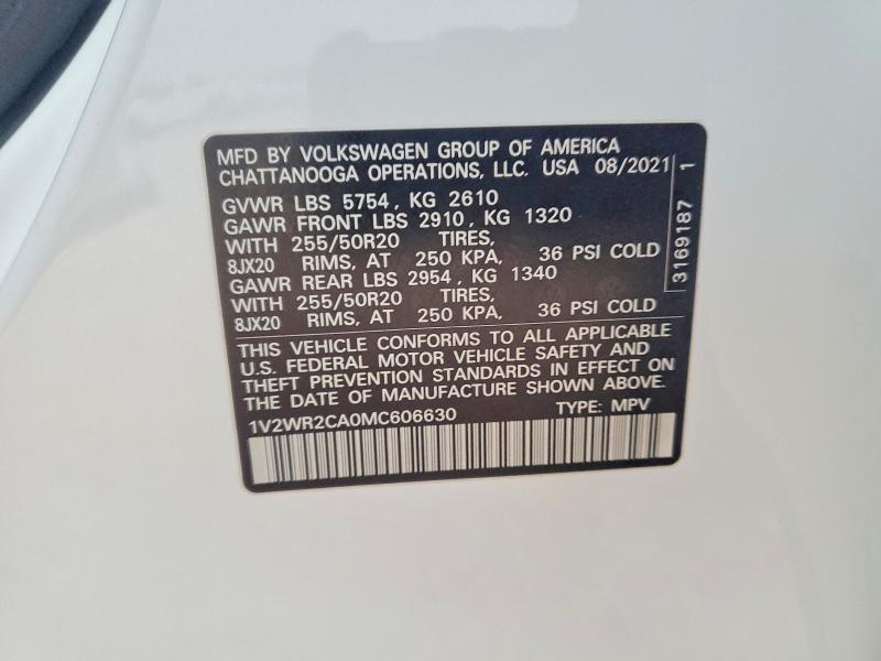 47807406 :رقم المزاد ، 1V2WR2CA0MC606630 vin ، 2021 Volkswagen Atlas مزاد بيع