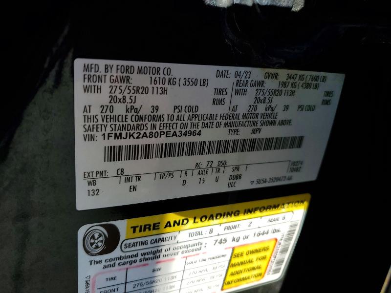 46878786 :رقم المزاد ، 1FMJK2A80PEA34964 vin ، 2023 Ford Expedition مزاد بيع