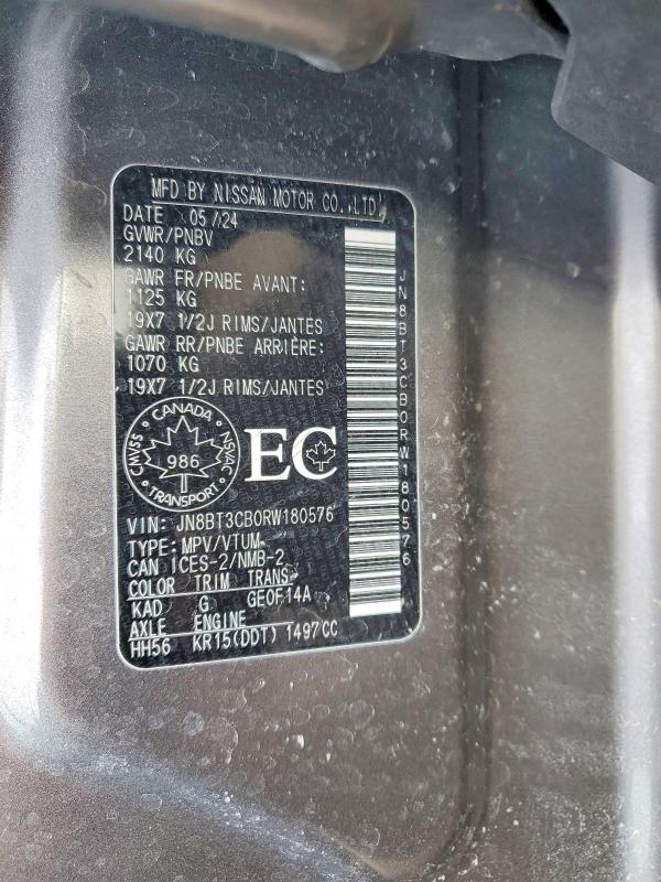 2024 Nissan Rogue მანქანა იყიდება აუქციონზე, vin: JN8BT3CB0RW180576, აუქციონის ნომერი: 46983206