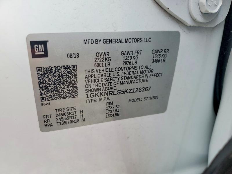 Продаж на аукціоні авто 2019 Gmc Acadia, vin: 1GKKNRLS5KZ126367, номер лоту: 79956685