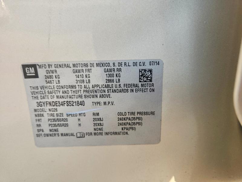 Aukcja sprzedaży 2015 Cadillac Srx, vin: 3GYFNDE34FS521840, numer aukcji: 46280846