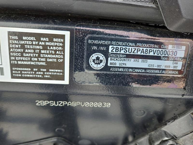 Aukcja sprzedaży 2023 Skid Backcountry X-rs 850 Rer, vin: 2BPSUZPA8PV000030, numer aukcji: 79599855