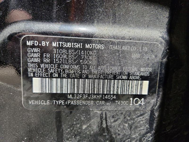 Продаж на аукціоні авто 2019 Mitsubishi Mirage, vin: ML32F3FJ3KHF14654, номер лоту: 47588966