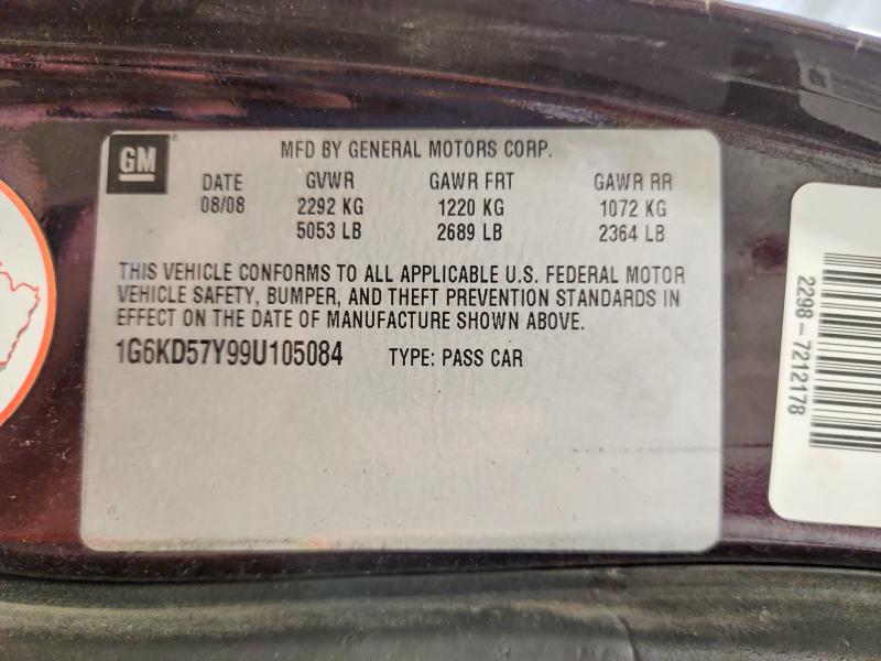 Продажа на аукционе авто 2009 Cadillac Dts, vin: 1G6KD57Y99U105084, номер лота: 45853566