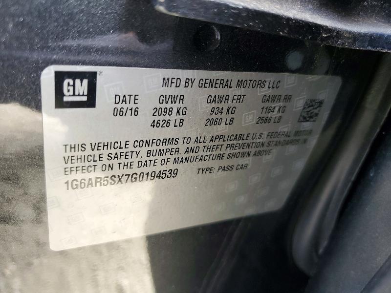 79976225 :رقم المزاد ، 1G6AR5SX7G0194539 vin ، 2016 Cadillac Cts مزاد بيع