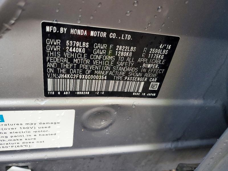 Aukcja sprzedaży 2016 Acura Rlx, vin: JH4KC2F9XGC000354, numer aukcji: 79039755