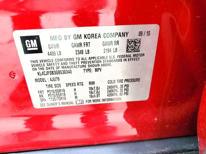 2016 Buick Encore მანქანა იყიდება აუქციონზე, vin: KL4CJFSB3GB530340, აუქციონის ნომერი: 47165636