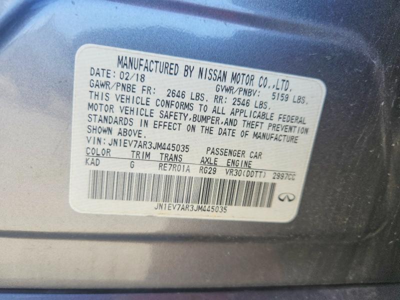 45971806 :رقم المزاد ، JN1EV7AR3JM445035 vin ، 2018 Infiniti Q50 مزاد بيع