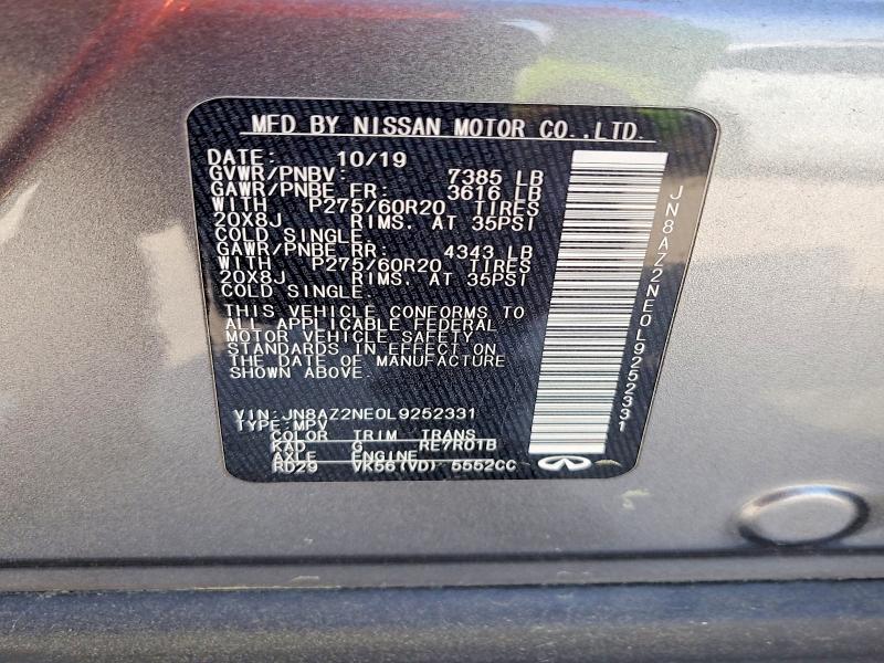 Aukcja sprzedaży 2020 Infiniti Qx80, vin: JN8AZ2NE0L9252331, numer aukcji: 47102866