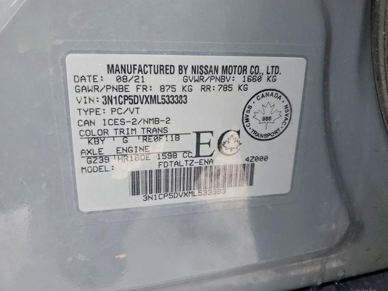 Aukcja sprzedaży 2021 Nissan Kicks, vin: 3N1CP5DVXML533383, numer aukcji: 47071726