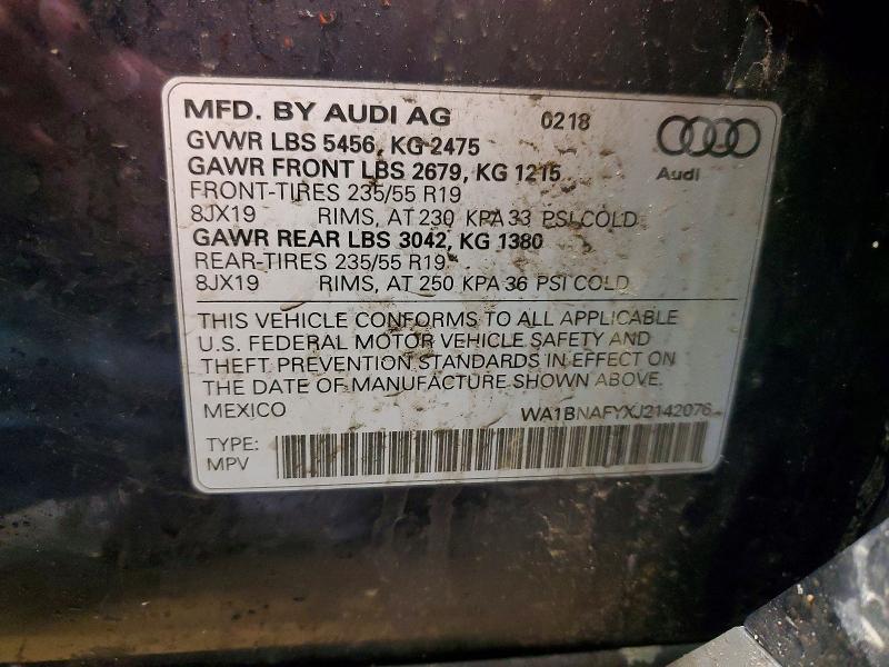 Aukcja sprzedaży 2018 Audi Q5, vin: WA1BNAFYXJ2142076, numer aukcji: 47190876