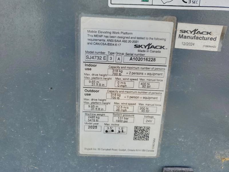 Продажа на аукционе авто 2022 Skyjack Sj4732e, vin: A102016228, номер лота: 47739296