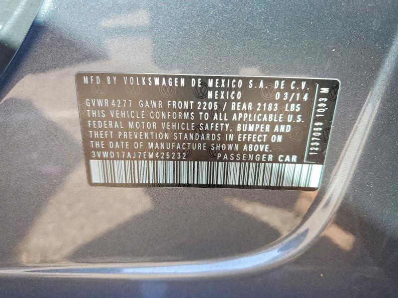45518876 :رقم المزاد ، 3VWD17AJ7EM425232 vin ، 2014 Volkswagen Jetta مزاد بيع