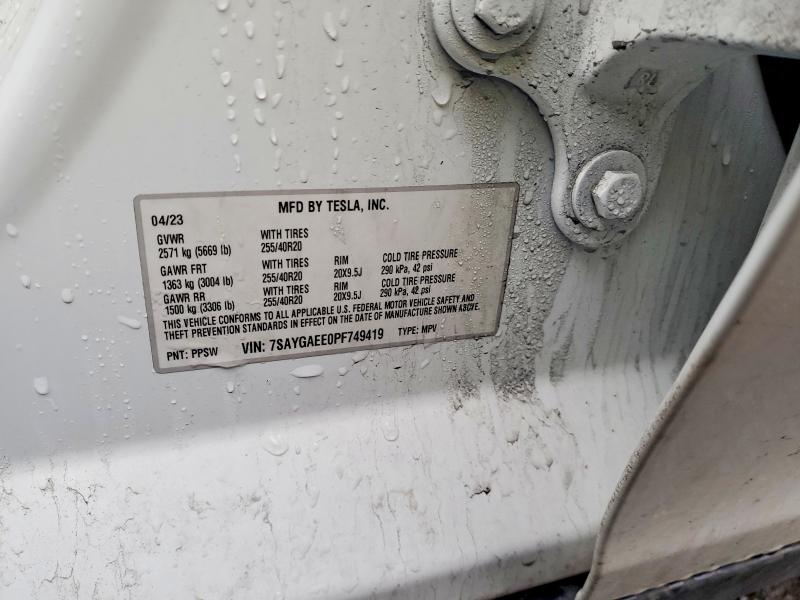 79509955 :رقم المزاد ، 7SAYGAEE0PF749419 vin ، 2023 Tesla Model Y مزاد بيع