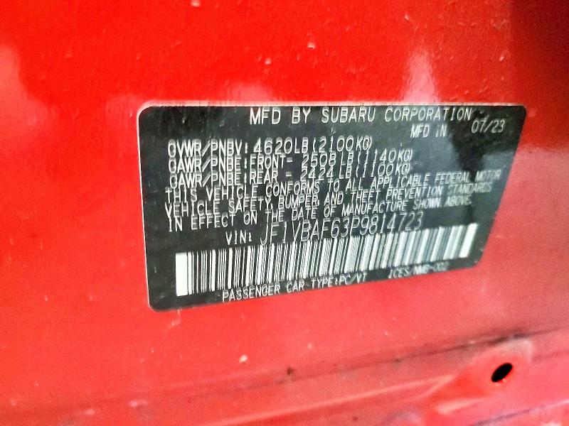 46369196 :رقم المزاد ، JF1VBAF63P9814723 vin ، 2023 Subaru Wrx مزاد بيع