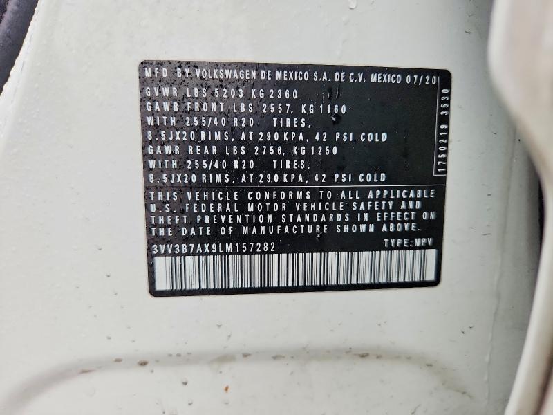 79954665 :رقم المزاد ، 3VV3B7AX9LM157282 vin ، 2020 Volkswagen Tiguan مزاد بيع