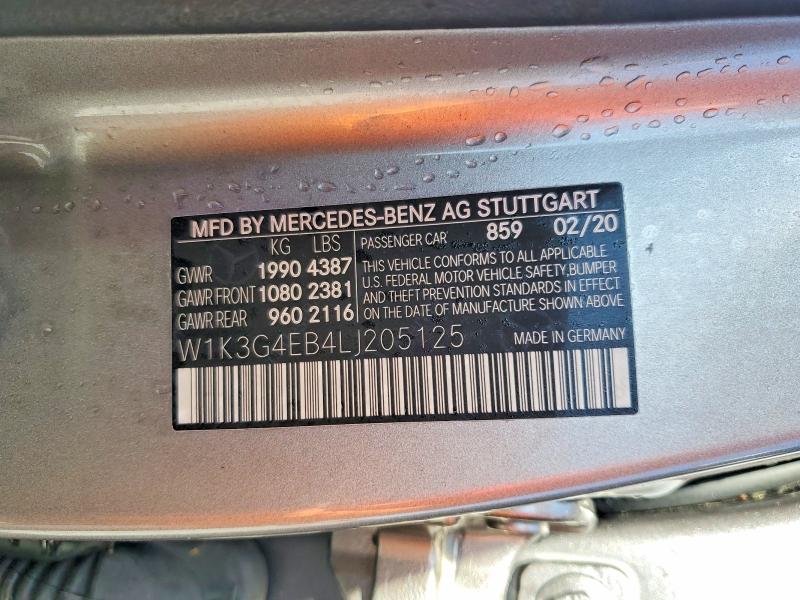 Продаж на аукціоні авто 2020 Mercedes-benz A, vin: W1K3G4EB4LJ205125, номер лоту: 47025126