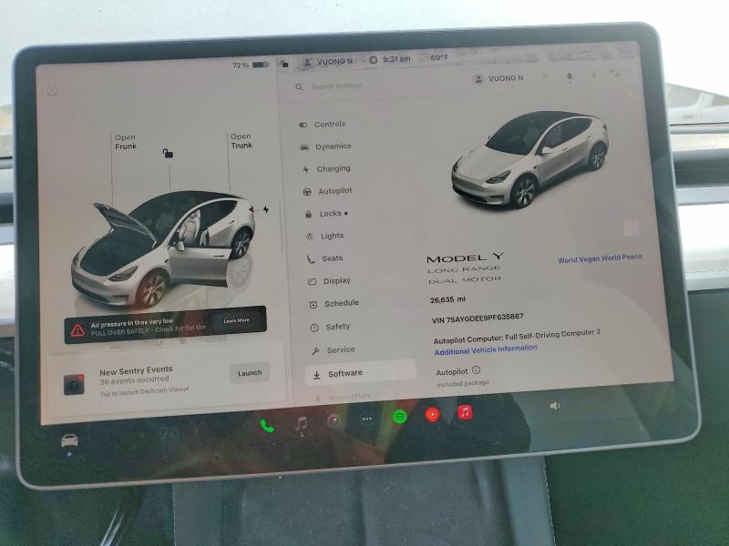 47952816 :رقم المزاد ، 7SAYGDEE9PF635887 vin ، 2023 Tesla Model Y مزاد بيع