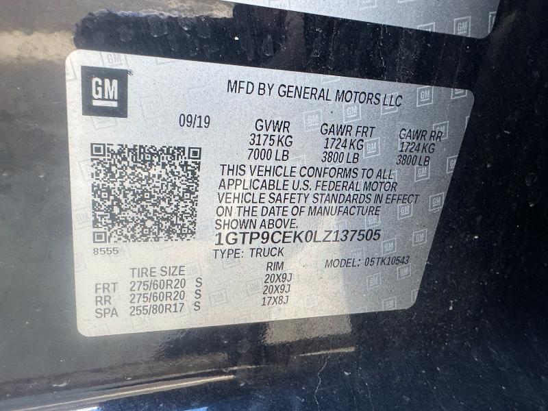 2020 Gmc Sierra მანქანა იყიდება აუქციონზე, vin: 1GTP9CEK0LZ137505, აუქციონის ნომერი: 47614336