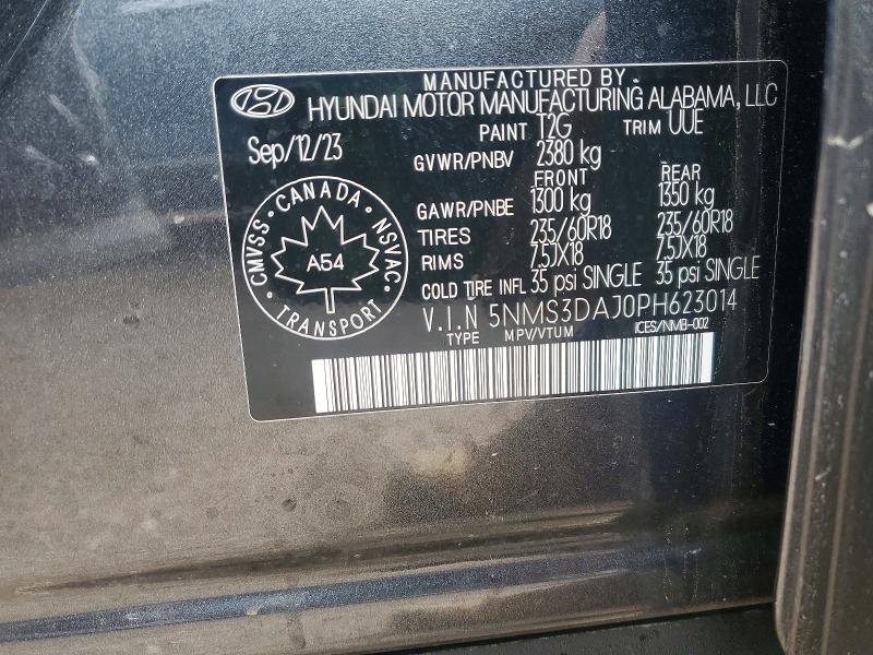 Aukcja sprzedaży 2023 Hyundai Santa Fe, vin: 5NMS3DAJ0PH623014, numer aukcji: 79052325