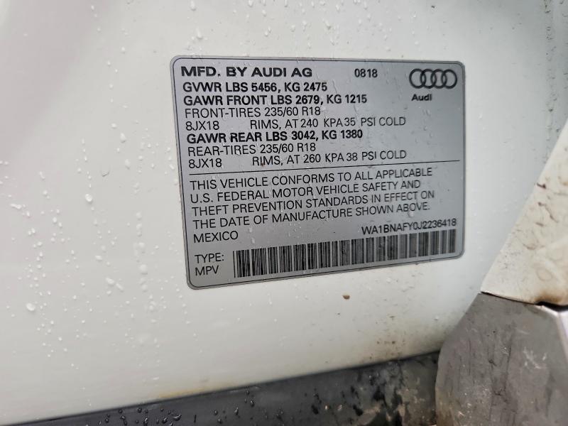 Aukcja sprzedaży 2018 Audi Q5, vin: WA1BNAFY0J2236418, numer aukcji: 48316716
