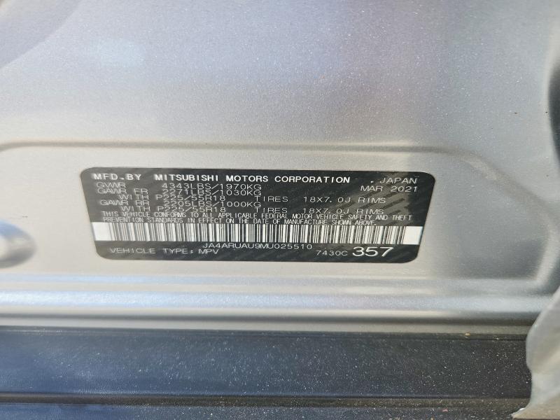 2021 Mitsubishi Outlander Sport მანქანა იყიდება აუქციონზე, vin: JA4ARUAU9MU025510, აუქციონის ნომერი: 48256746