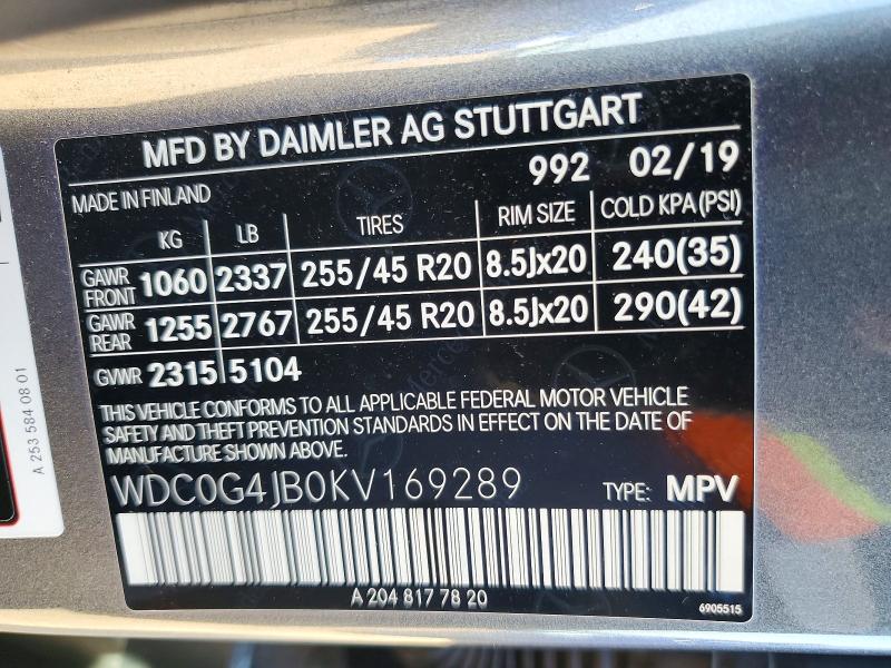 Продаж на аукціоні авто 2019 Mercedes-benz Glc, vin: WDC0G4JB0KV169289, номер лоту: 79810325