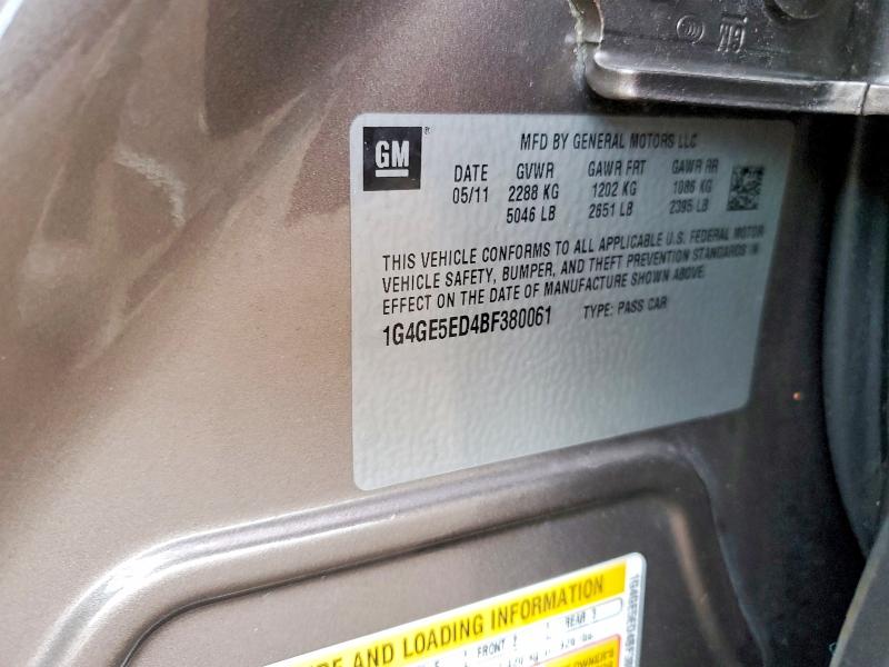 Aukcja sprzedaży 2011 Buick Lacrosse, vin: 1G4GE5ED4BF380061, numer aukcji: 46428186