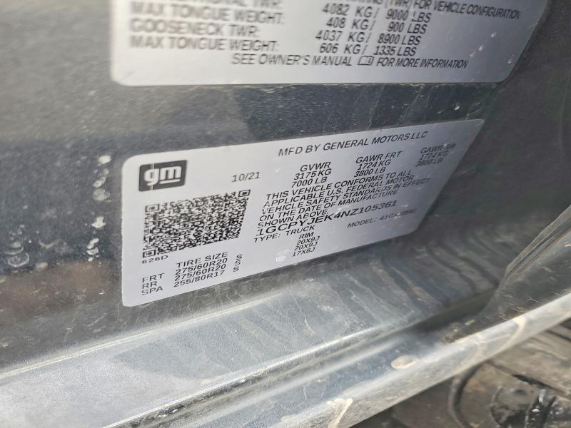 Aukcja sprzedaży 2022 Chevrolet Silv1500 4, vin: 1GCPYJEK4NZ105361, numer aukcji: 45667256
