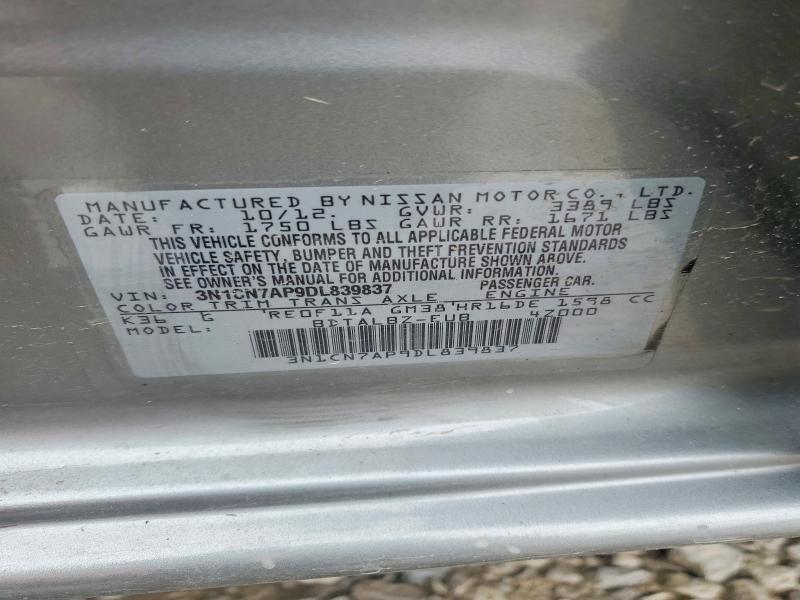 Aukcja sprzedaży 2013 Nissan Versa, vin: 3N1CN7AP9DL839837, numer aukcji: 45765396