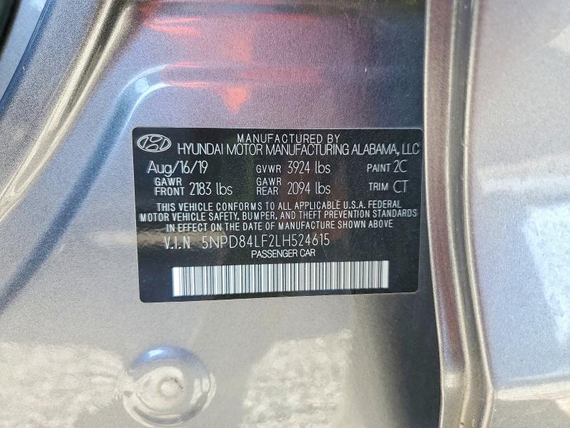2020 Hyundai Elantra მანქანა იყიდება აუქციონზე, vin: 5NPD84LF2LH524615, აუქციონის ნომერი: 45760996
