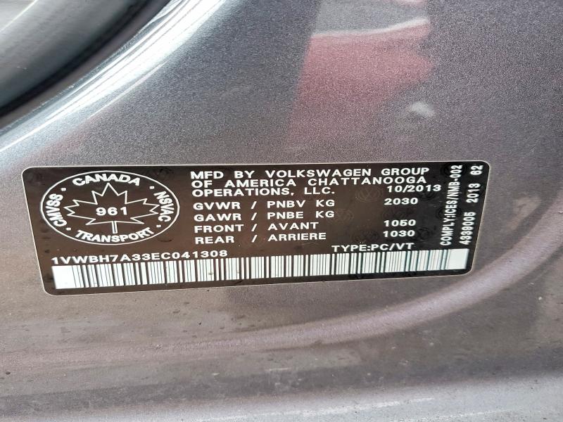 Продажа на аукционе авто 2014 Volkswagen Passat, vin: 1VWBH7A33EC041308, номер лота: 79598145