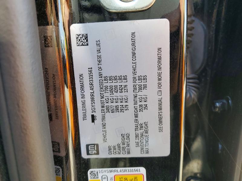47253046 :رقم المزاد ، 1GYS9RRL4SR331561 vin ، 2025 Cadillac Escalade مزاد بيع