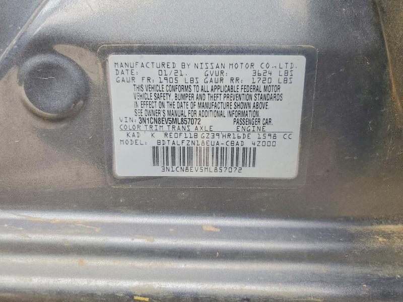 41581946 :رقم المزاد ، 3N1CN8EV5ML857072 vin ، 2021 Nissan Versa مزاد بيع