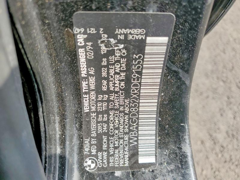 41767046 :رقم المزاد ، WBAGD832XRDE91553 vin ، 1994 Bmw 740 مزاد بيع