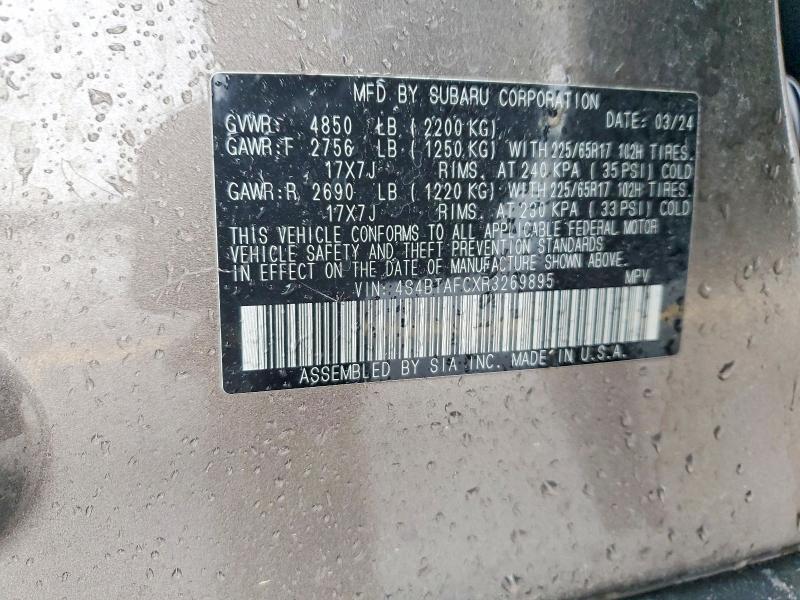 Продажа на аукционе авто 2024 Subaru Outback, vin: 4S4BTAFCXR3269895, номер лота: 41701446