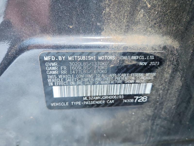Aukcja sprzedaży 2024 Mitsubishi Mirage, vin: ML32AWHJ0RH006193, numer aukcji: 45533106